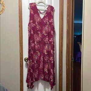 Ava & Viv Red Asymmetrical Sundress Sleeveless V-Neck